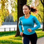 Active Lifestyle**

"A woman in athletic wear, fully clothed in leggings and a long-sleeved top, jogging in a park in Moscow, trees and river in the background, safe for work, appropriate content, perfect anatomy, natural proportions, professional fitness photography, morning light, vibrant colors, modest clothing."

**