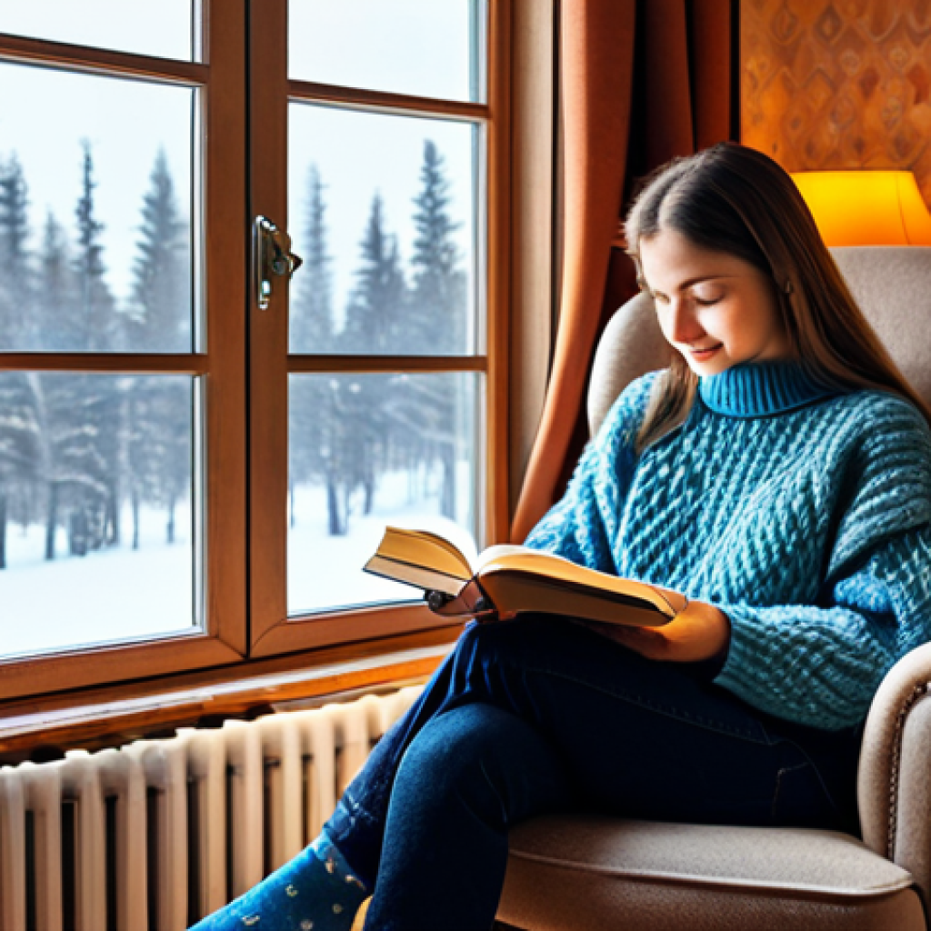 스트레스 해소법  스트레스 해소에 좋은 책 - Cozy Home Reading Nook**

A young woman, fully clothed in a comfortable sweater and warm socks, sits...