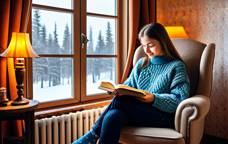 스트레스 해소법 스트레스 해소에 좋은 책 - Cozy Home Reading Nook**
A young woman, fully clothed in a comfortable sweater and warm socks, sits...
