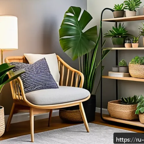 Home 30 스트레스 해소법 실내 식물 기르기 - A cozy urban apartment corner featuring a variety of healthy indoor plants such as monstera, ferns, ...